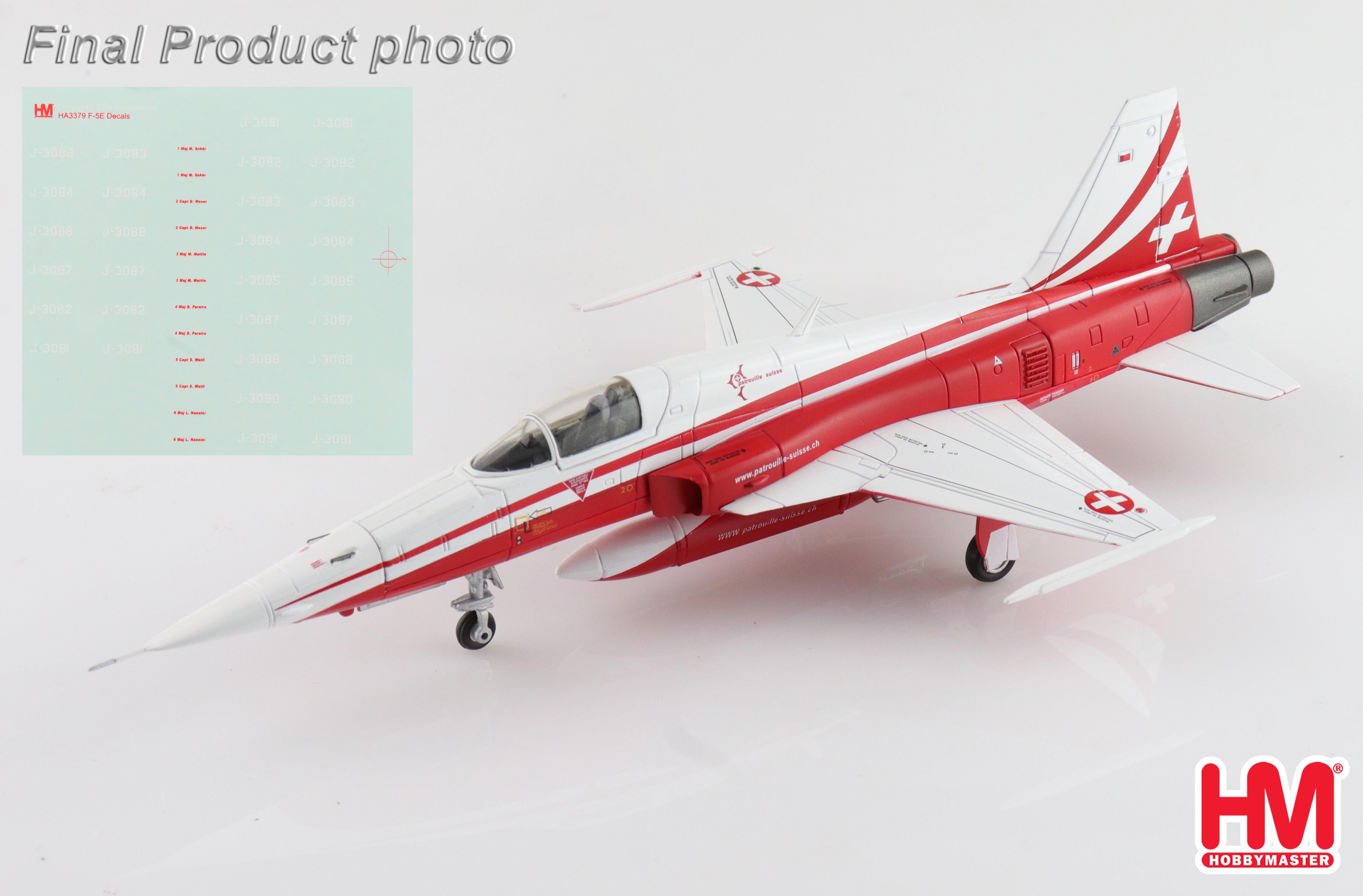 Swiss Air Force Northrop F-5E Tiger II 'Patrouille Suisse / Season 2025 / decals for pilot name and registration' (HA3379)